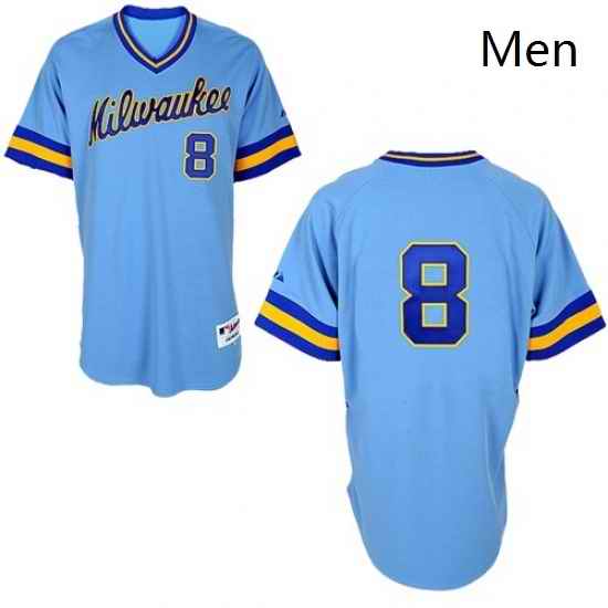 Mens Majestic Milwaukee Brewers 8 Ryan Braun Authentic Blue 1982 Turn Back The Clock MLB Jersey